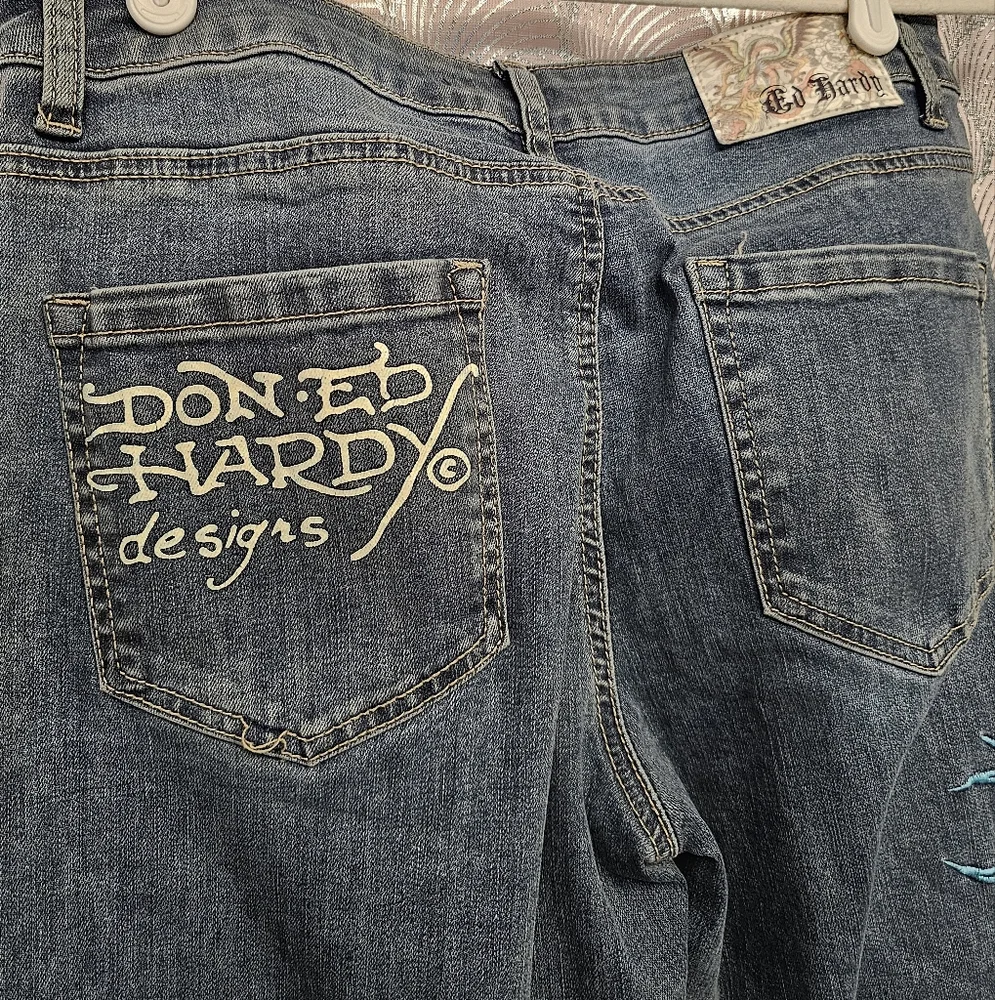Ed Hardy Blue Jeans Size 28 - Picture 3 of 6